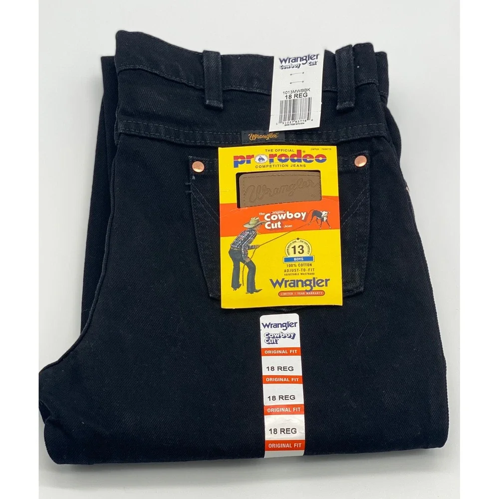 Wrangler Cowboy Cut Black Jeans Original Fit ProRodeo 1013MWBBK 18 REG‎